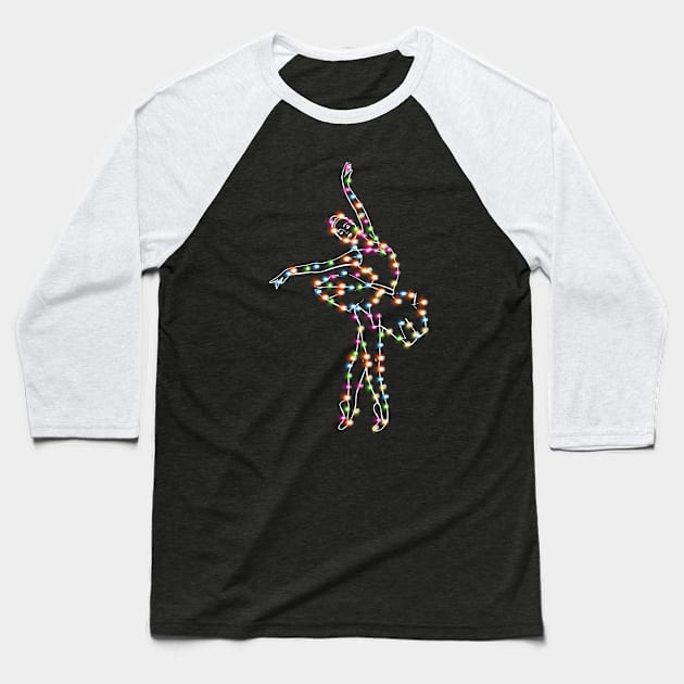 Ballet Christmas Lights Balerina Xmas Gift For Dancer Baseball T-Shirt by EduardjoxgJoxgkozlov